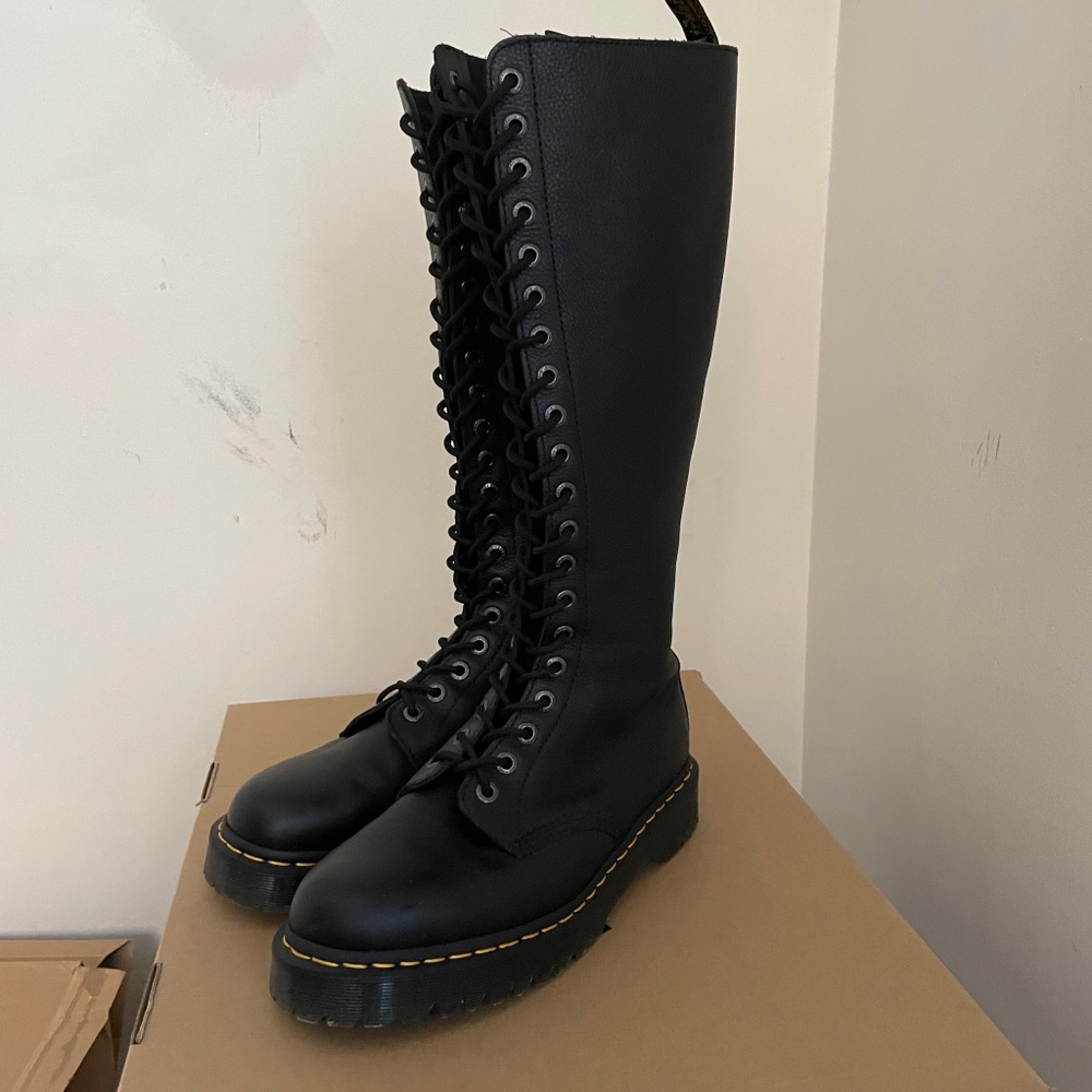 Dr. Martens 1B60 Bex Knee High Boots Black Pisa Leather UK9 W11 M10 OG Box